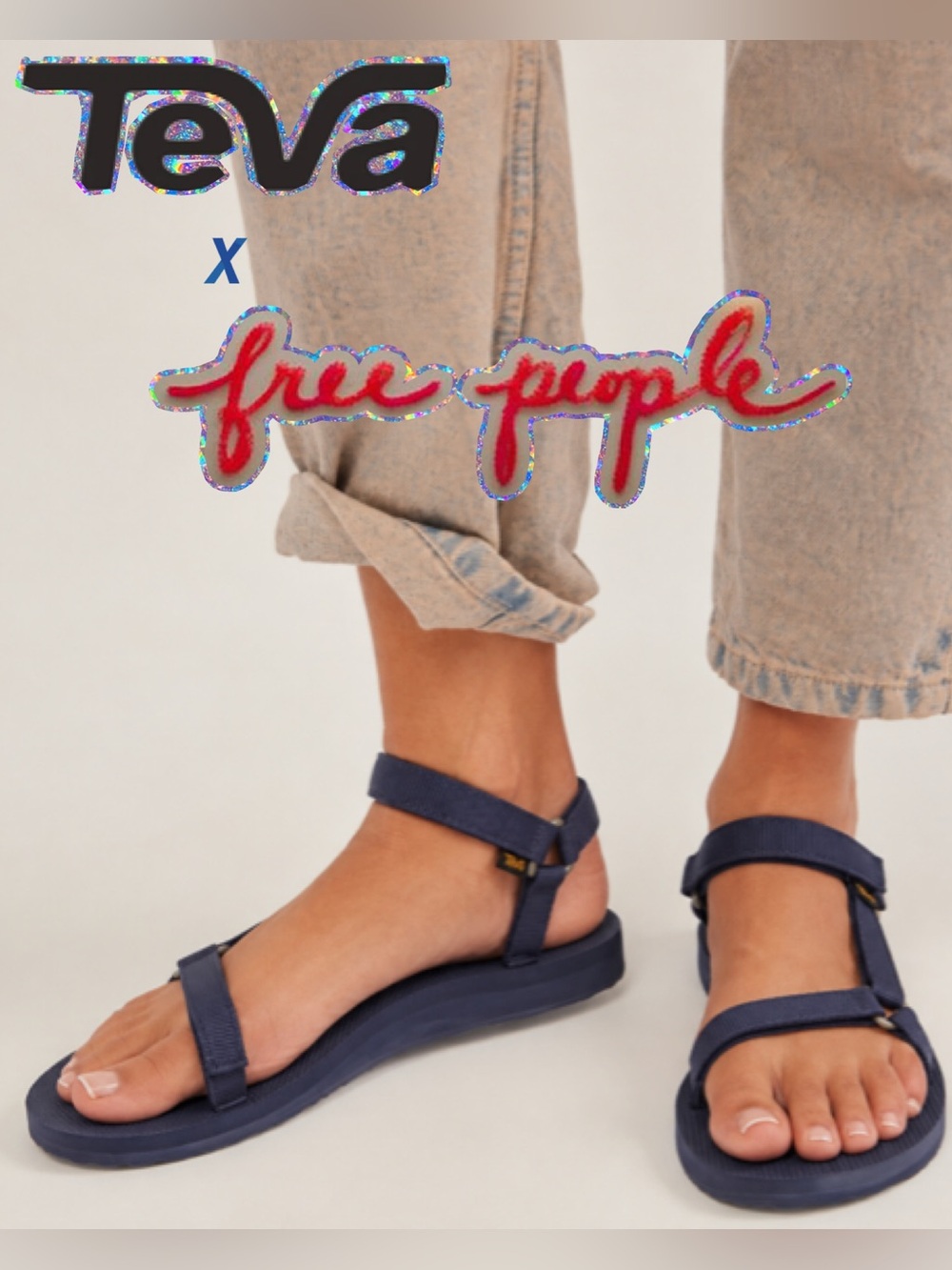 🆕 Teva x Free People Strappy Universal Slim Sandals Navy Women’s Sz 9